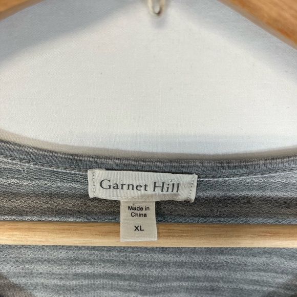 Garnet Hill T Shirt Dress Gray and White Stripe 3/4 Sleeves A Line Soft Size XL - Picture 6 of 8